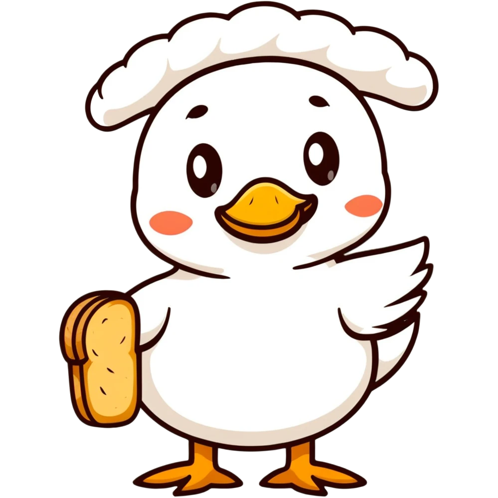 bread duck made from gluten emoji