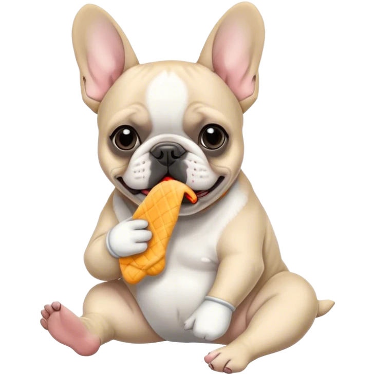 Black and white color frenchie eating a sock  emoji
