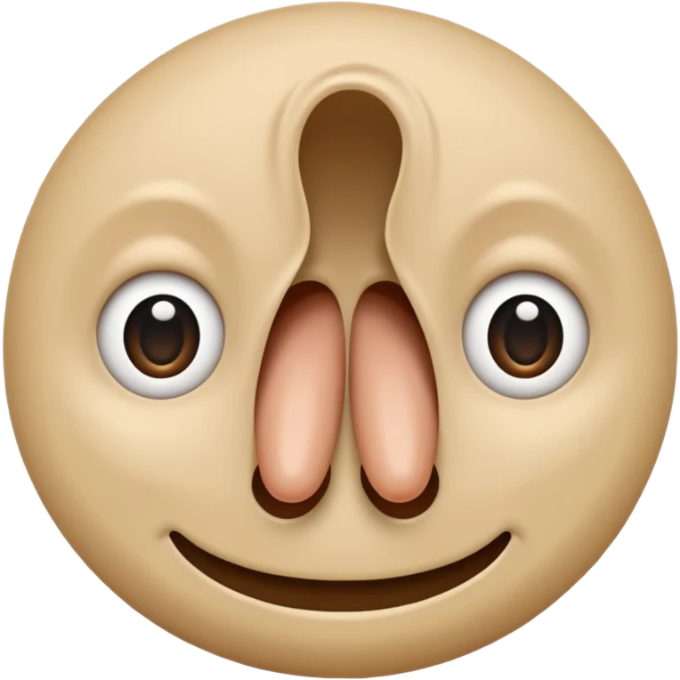 Two beige circles squished together , with a single long nose  emoji