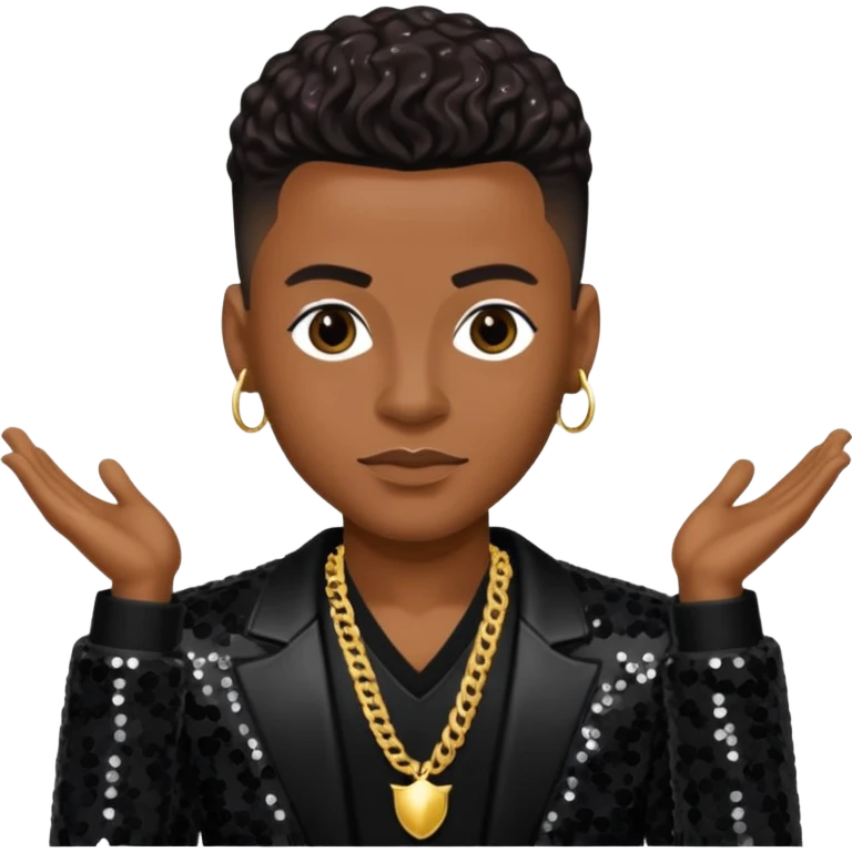 Donald DeVante Swing DeGrate from Jodeci/K-Ci & JoJo with dark brown, black sequin outfit emoji