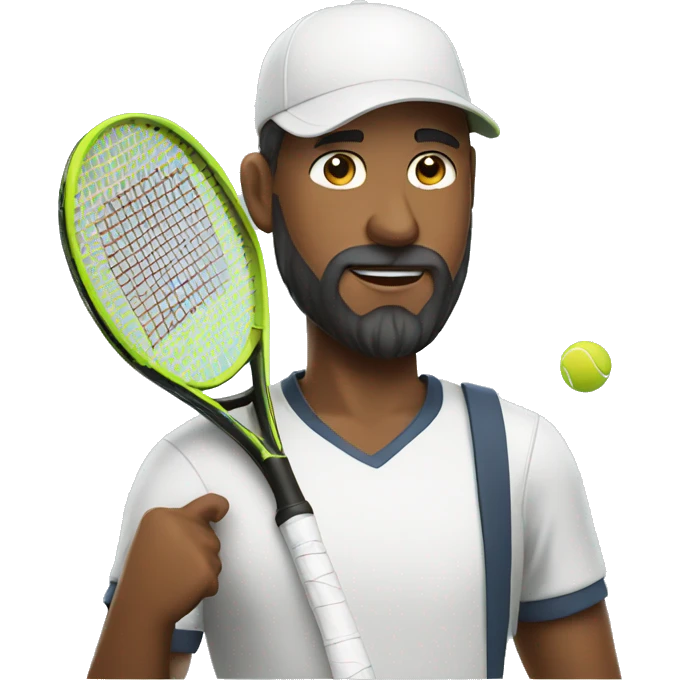 man playing tennis with cap and beard emoji