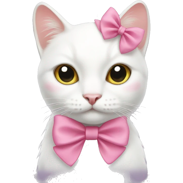 White Cat with pink bow  emoji