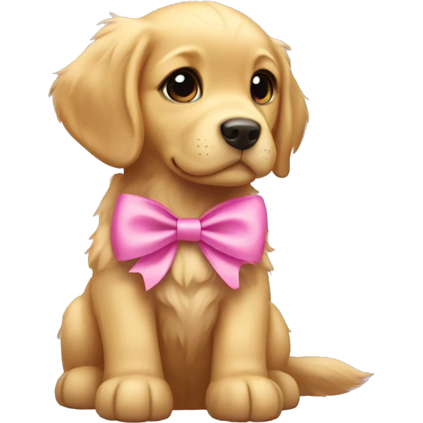 golden retriever puppy wearing a pink bow  emoji