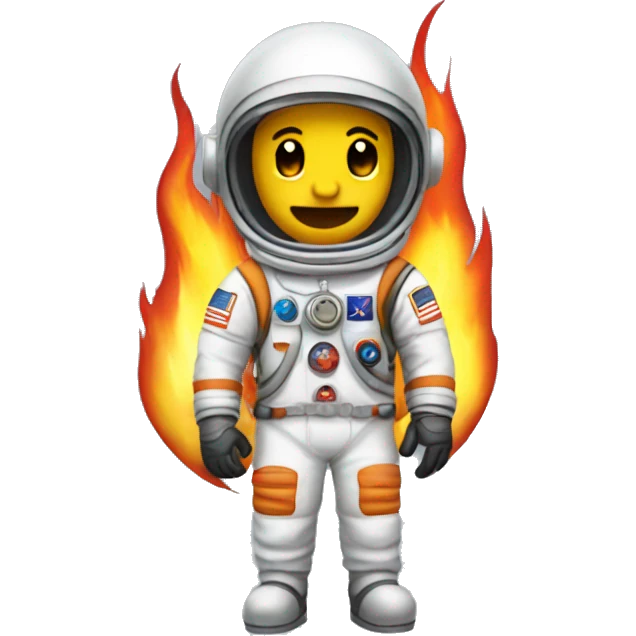 astronavt with fire back emoji