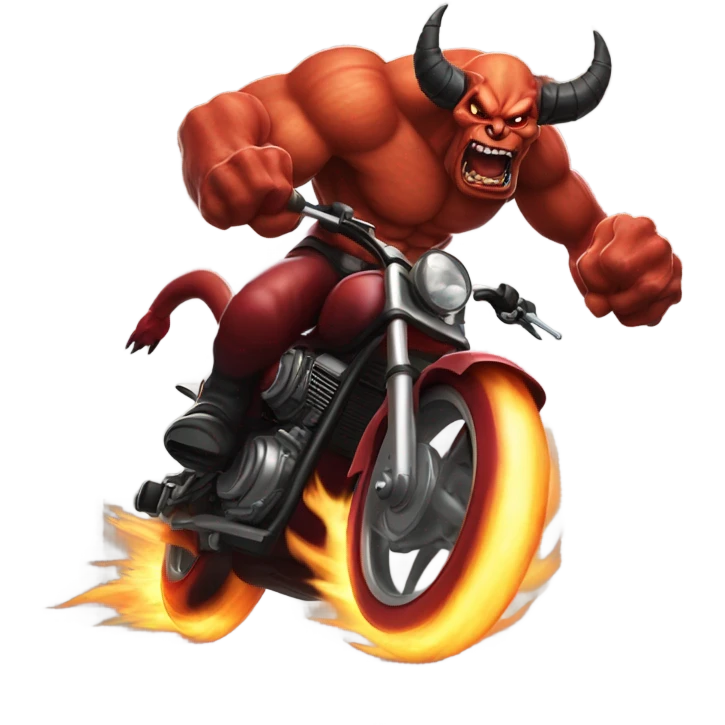 Demon doing a wheelie emoji