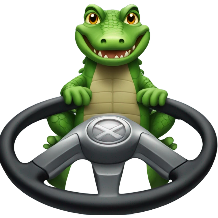 Alligator driving a car emoji