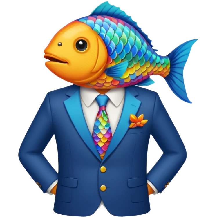 fish wearing suit emoji