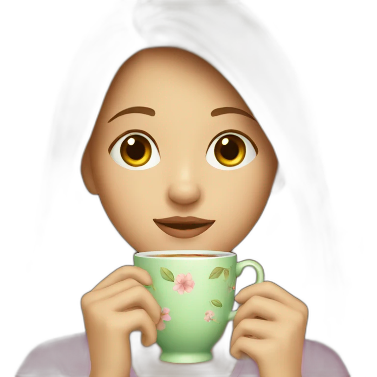 girl drinking tea emoji