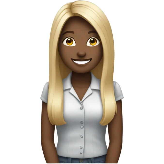 girl working happy straight hair emoji