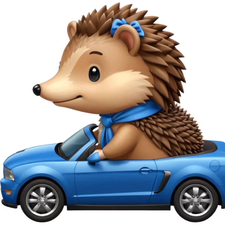 Милый ёжик с узелком еден на синем мустанке emoji