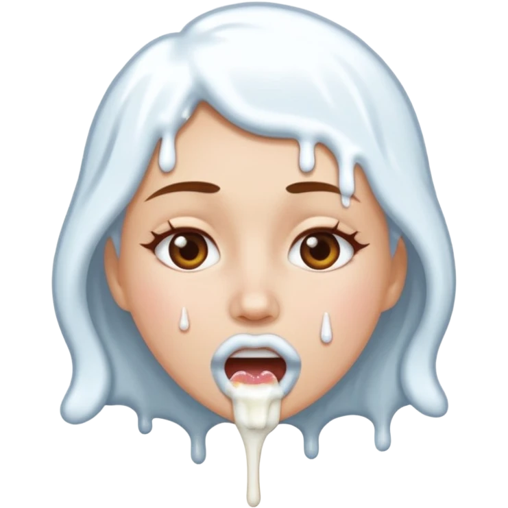 white icing dripping from a womans mouth emoji