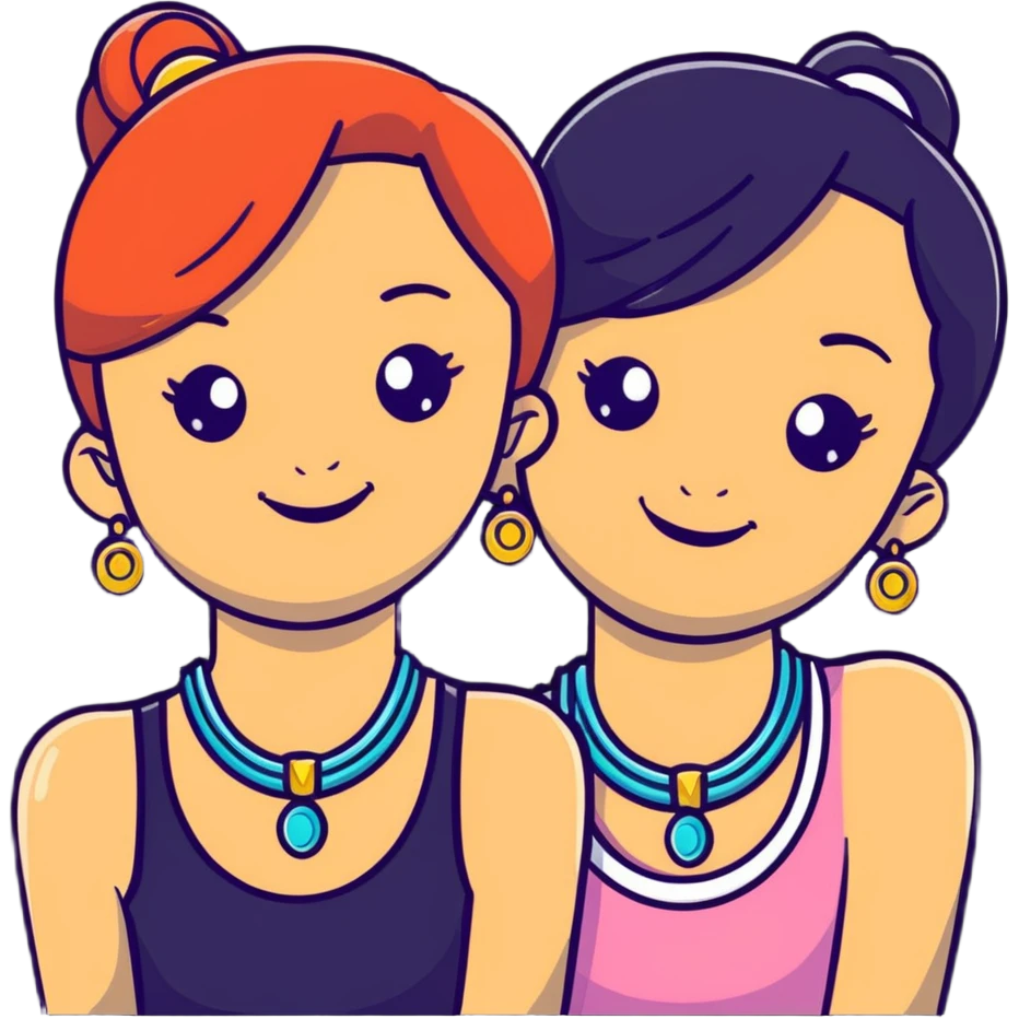 smiling girls with jewelry emoji