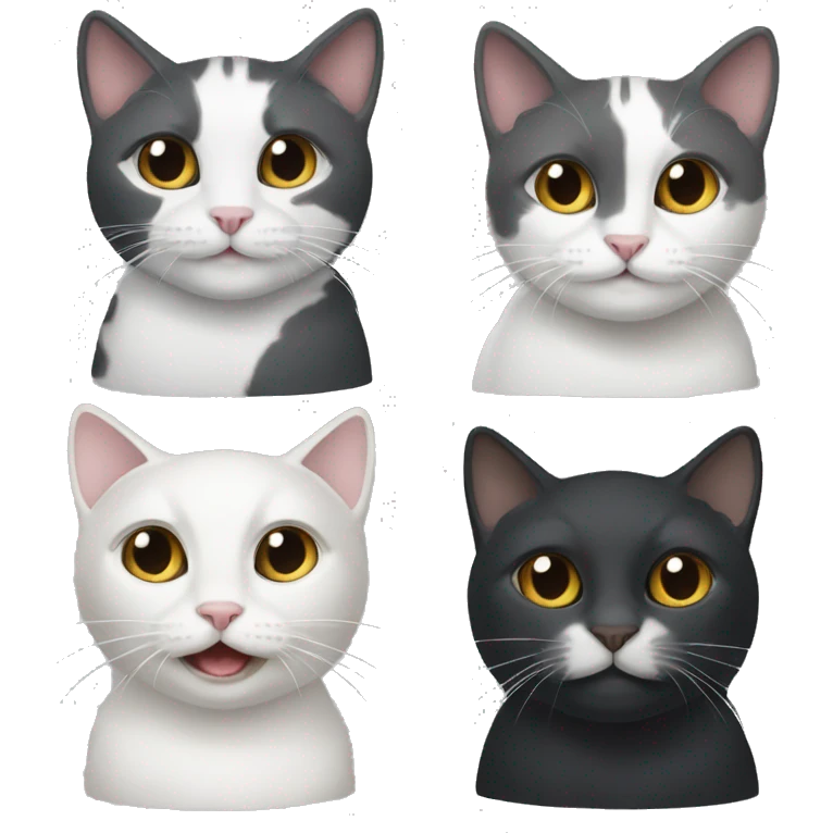 TWO cats: one that is dark grey and white, and one that is black emoji