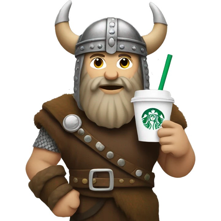 Viking holding a Starbucks drink emoji