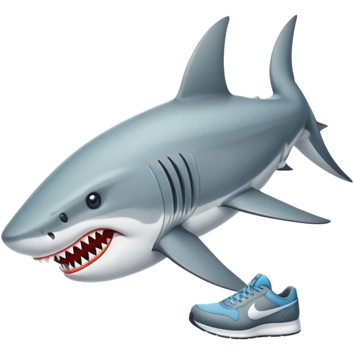 Un tiburón con piernas con zapatos nike emoji