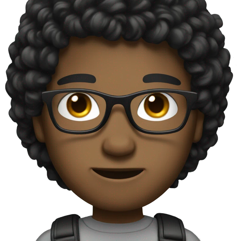 Boy culy black hair with rounded glasses emoji