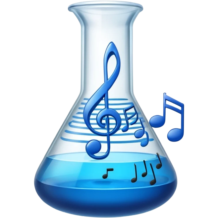 blue flask beaker with music coming out emoji