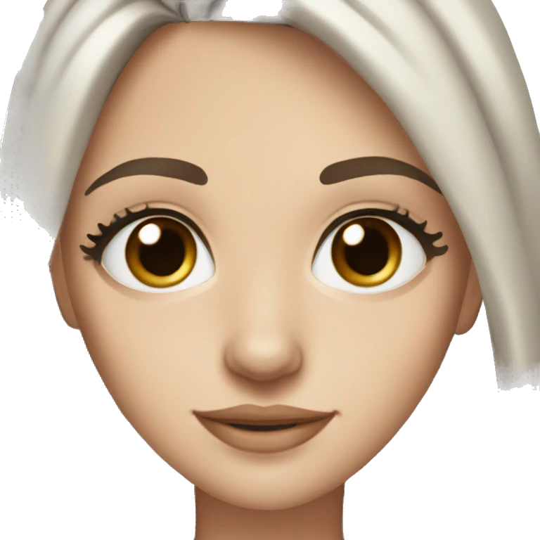 skinny white girl with brown dark hair and brown eyes with eyeliner and long lashes emoji