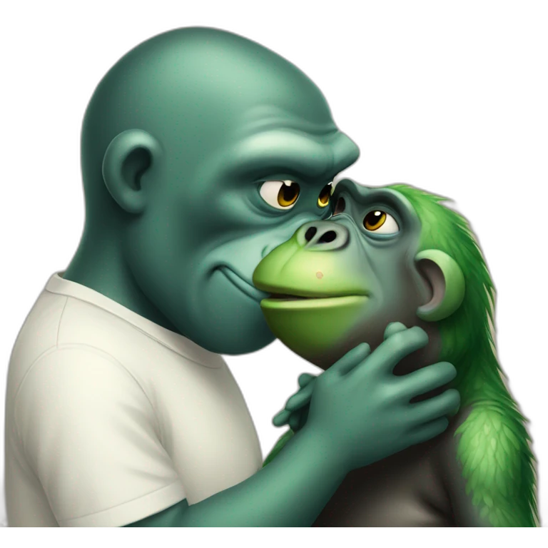 frog kissing gorilla emoji