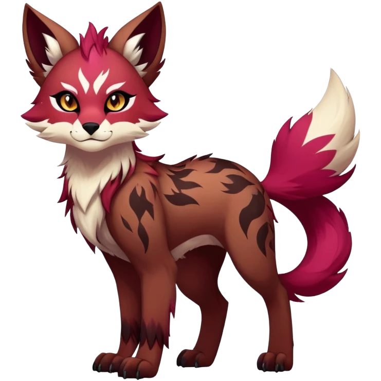 Vibrant dark edgy badass cool Falvie-Fionbri-creature-fursona, full body, with random markings emoji