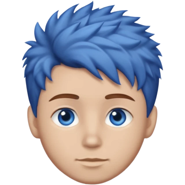 brown hair, blue eyes, textured hair, fluffy, taper fade emoji