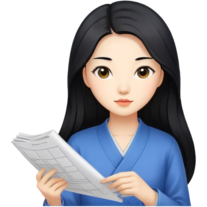 chinese women working on plans with long hair emoji