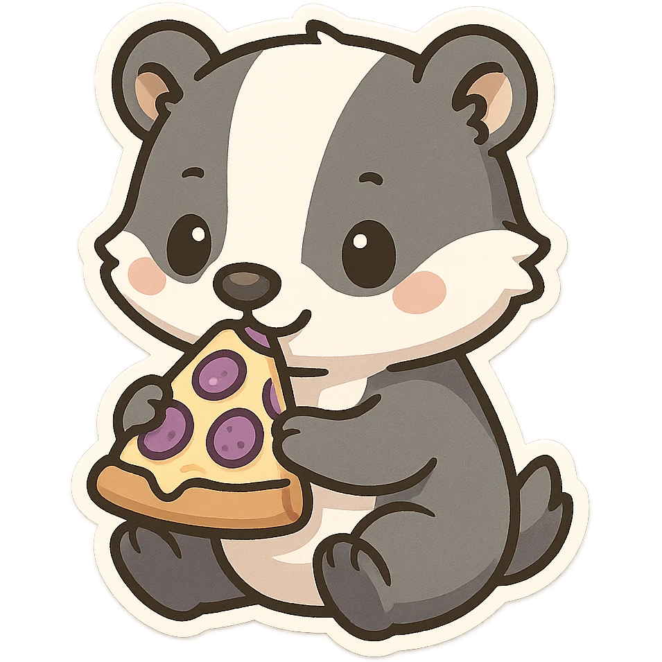 Badger with pizza purple emoji