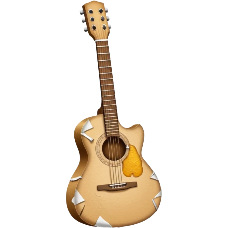 paper acoustic guitar with white paper tears & rips across it emoji
