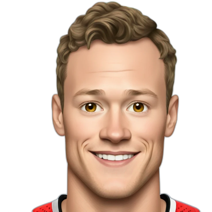 Jonathan Toews inside a rainbow heart emoji