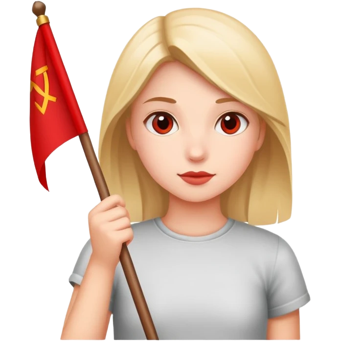 girl holding a red flag emoji