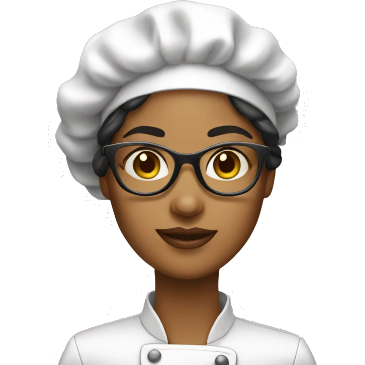 Femme qui cuisine avec yeux noir et lunette emoji