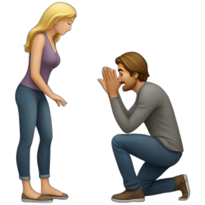 Man on knees facing woman emoji