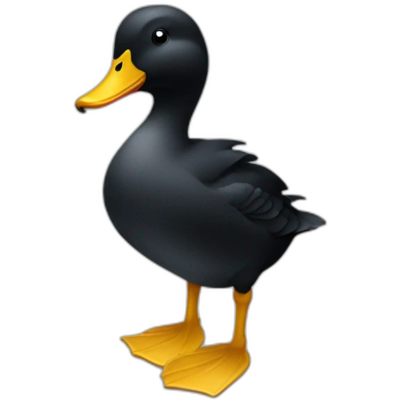A black duck looking to the right emoji