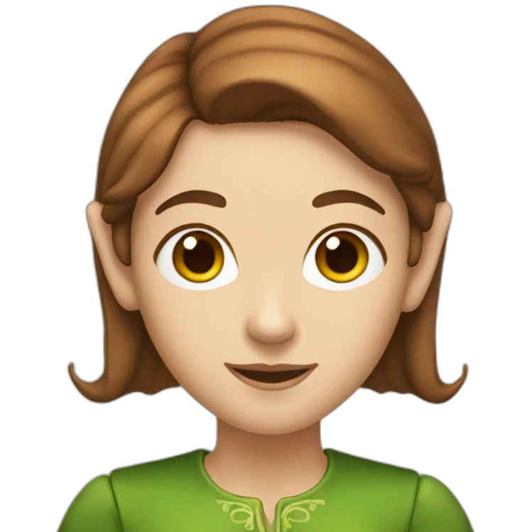 White female with brown hair and elf ears emoji