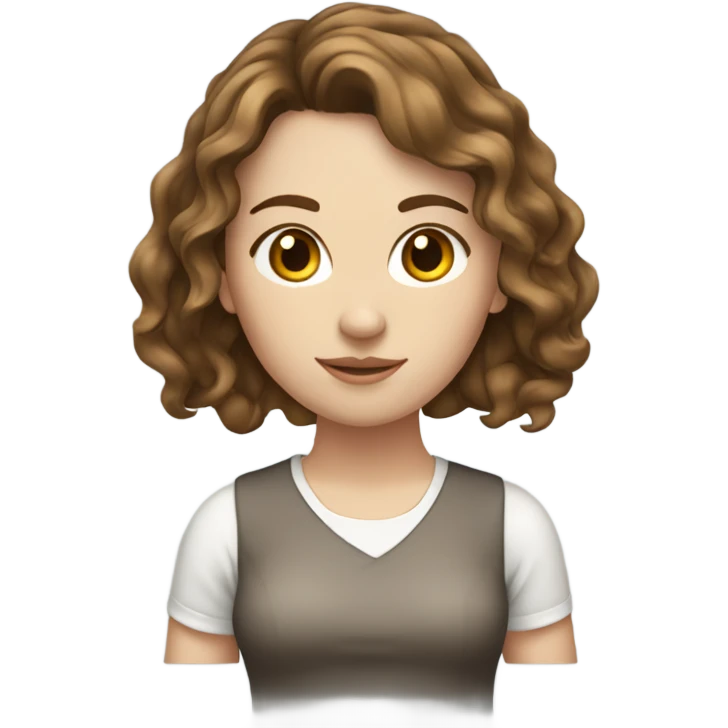 white girl with wavy brown hair with legs emoji