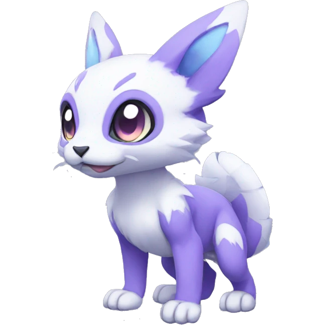 Cute cool purple white blue animal hybrid Fakemon full body emoji