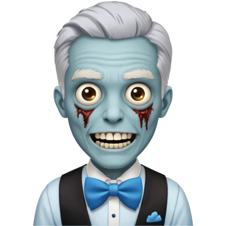 zombie, grey hair waiter with blue bow tie emoji