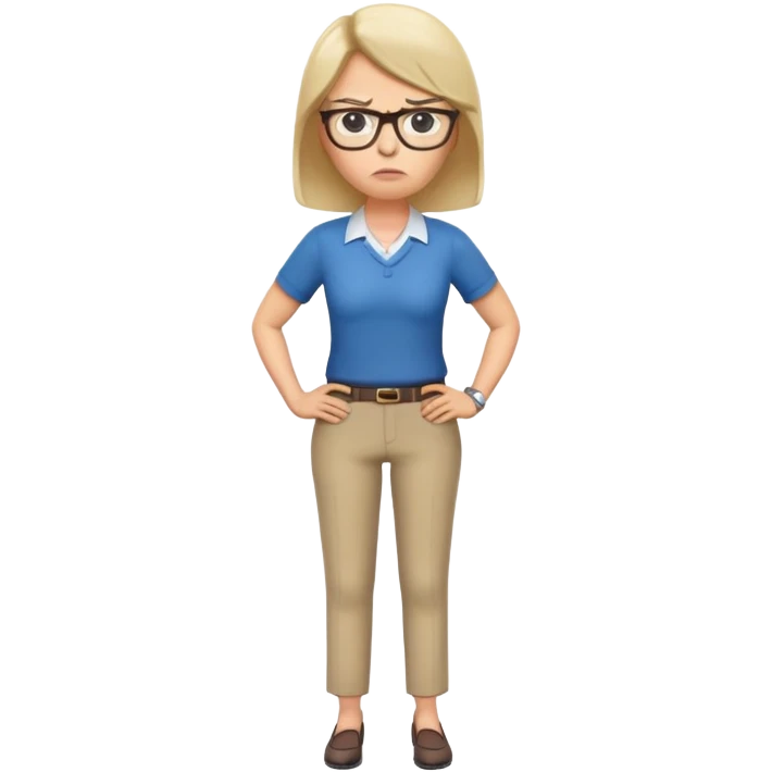 full body angry female teacher with hands on hips emoji