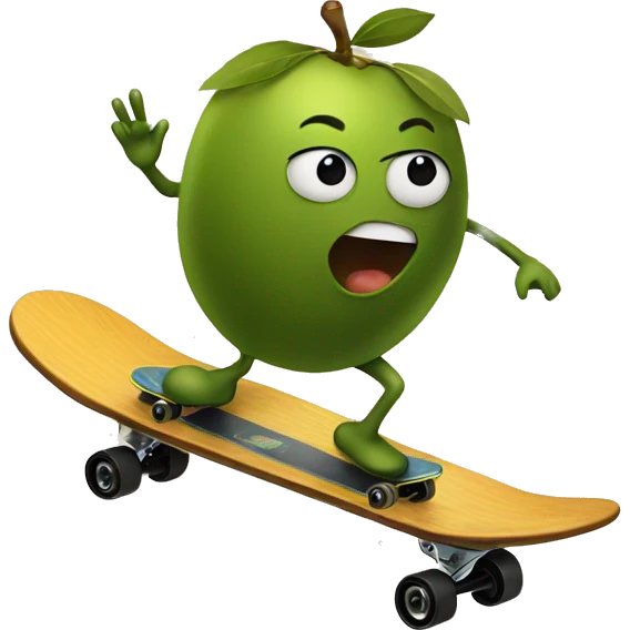 big olive on a skateboard emoji