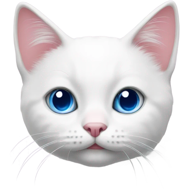 Small white cat with pink nose and big blue eyes emoji
