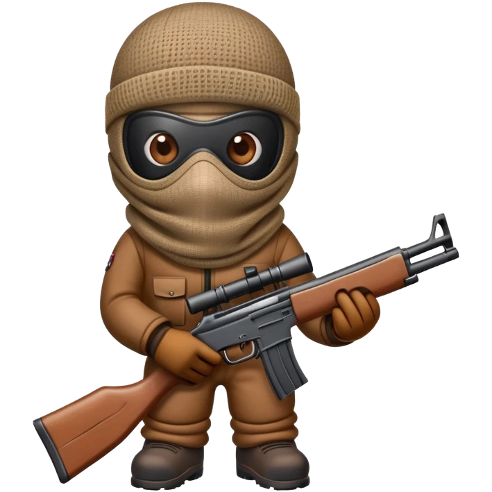 A worm with a gun and a ski mask emoji