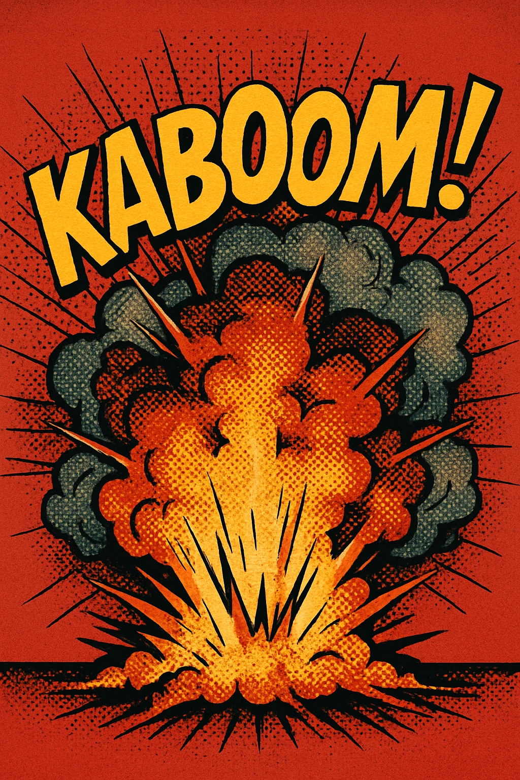 a dramatic explosion with comic sound effects, old school comic book ...