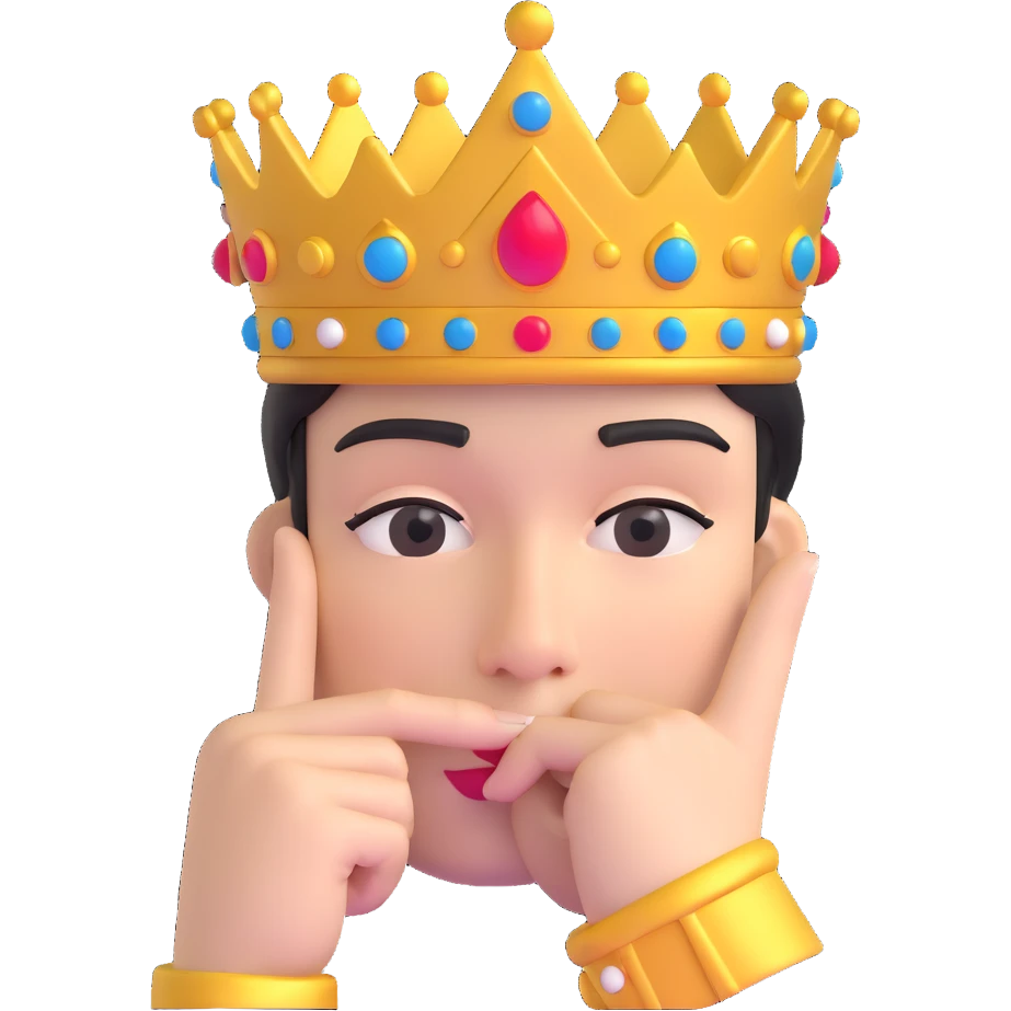 shushing face with crown emoji
