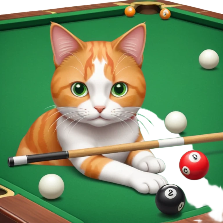 cat playing billiards emoji