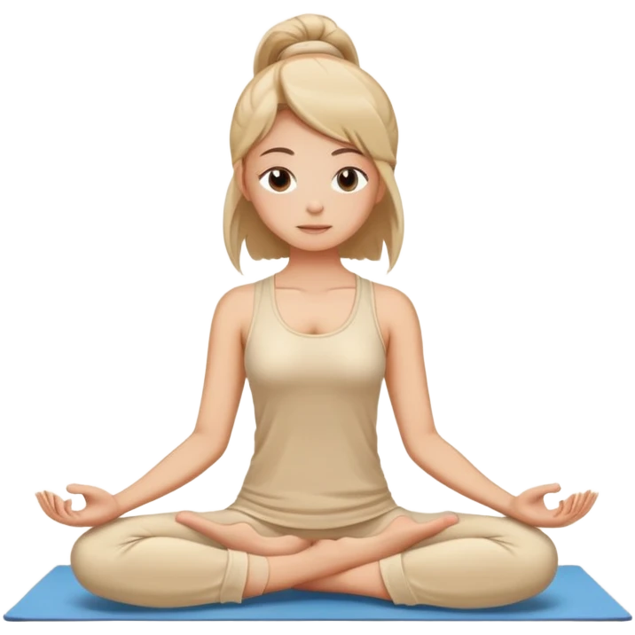 girl does yoga in beige pajamas emoji