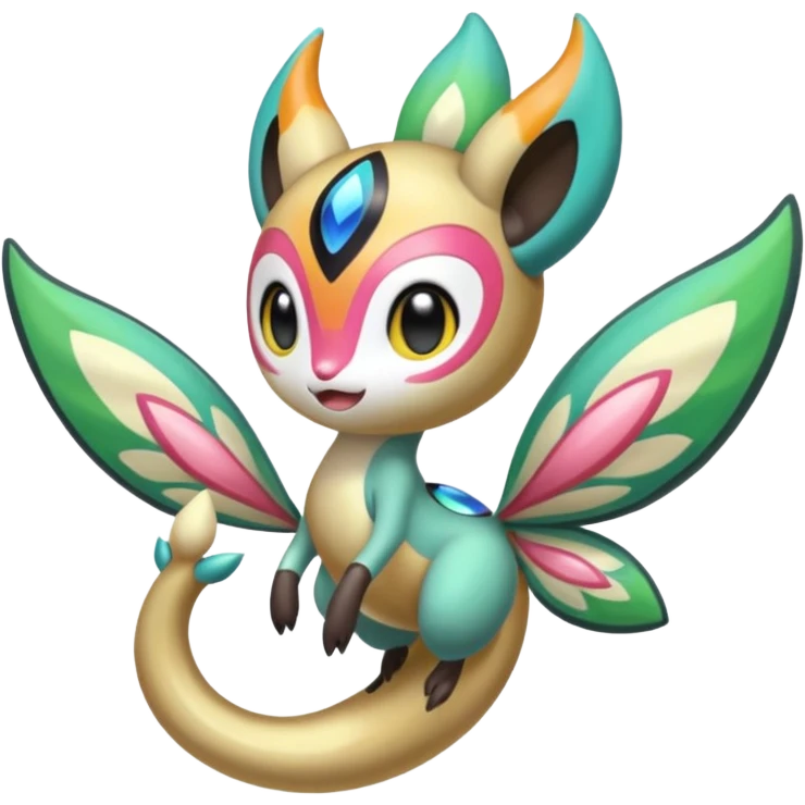 Colorful Exotic Meloetta-Vibrava-Amaura-Vernid-Trico-Kirby-Fakémon-creature-hybrid emoji