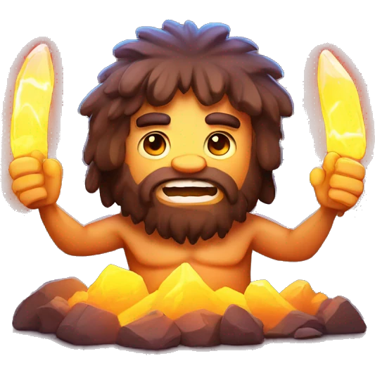caveman glowing neon elements emoji