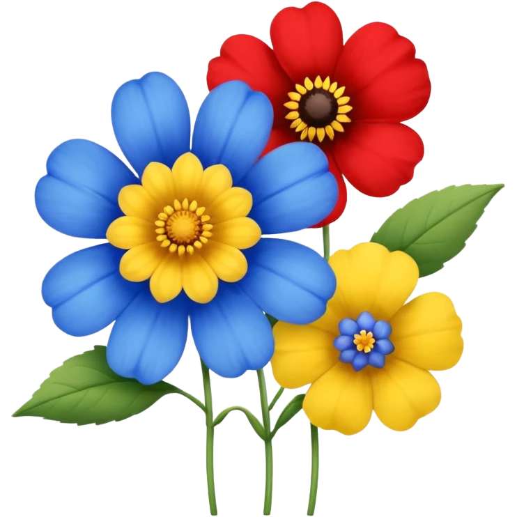 One Yellow flower and one blue flower with red band  emoji