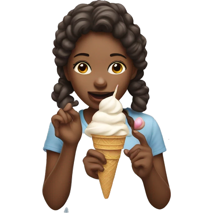 realistic girl eating ice cream emoji