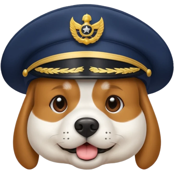dog wearing a captain's hat emoji